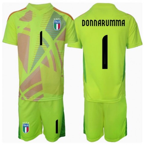 Dětský Fotbalový dres Itálie Gianluigi Donnarumma #1 Brankářské ME 2024 Domácí Krátký Rukáv (+ trenýrky)